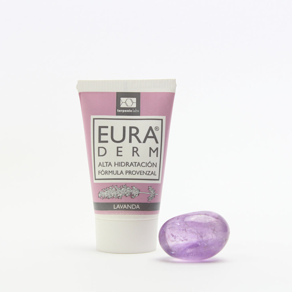 Terpenic Labs Euraderm 30ml body lotion with an amethyst crystal