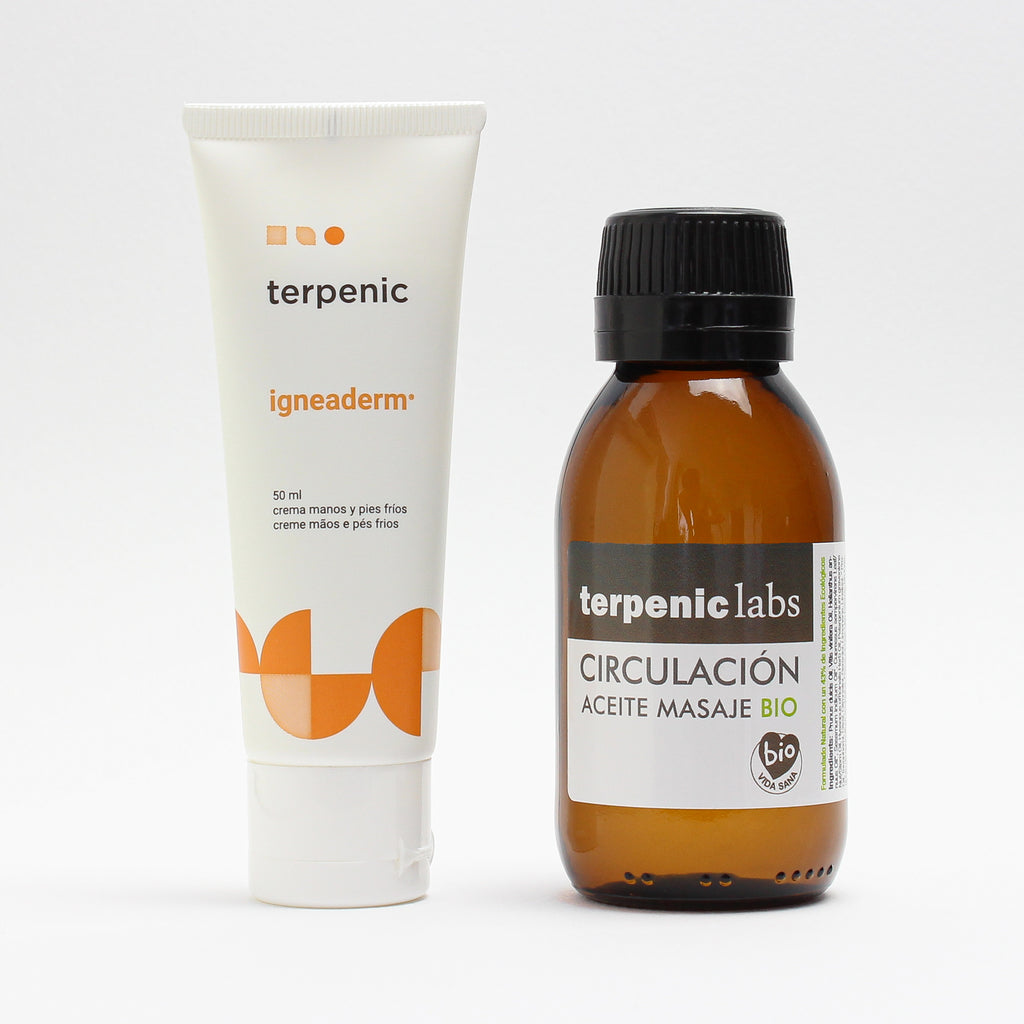 Terpenic - Circulation pack containing igneaderm hand and feet cream and organic circulation massage oil