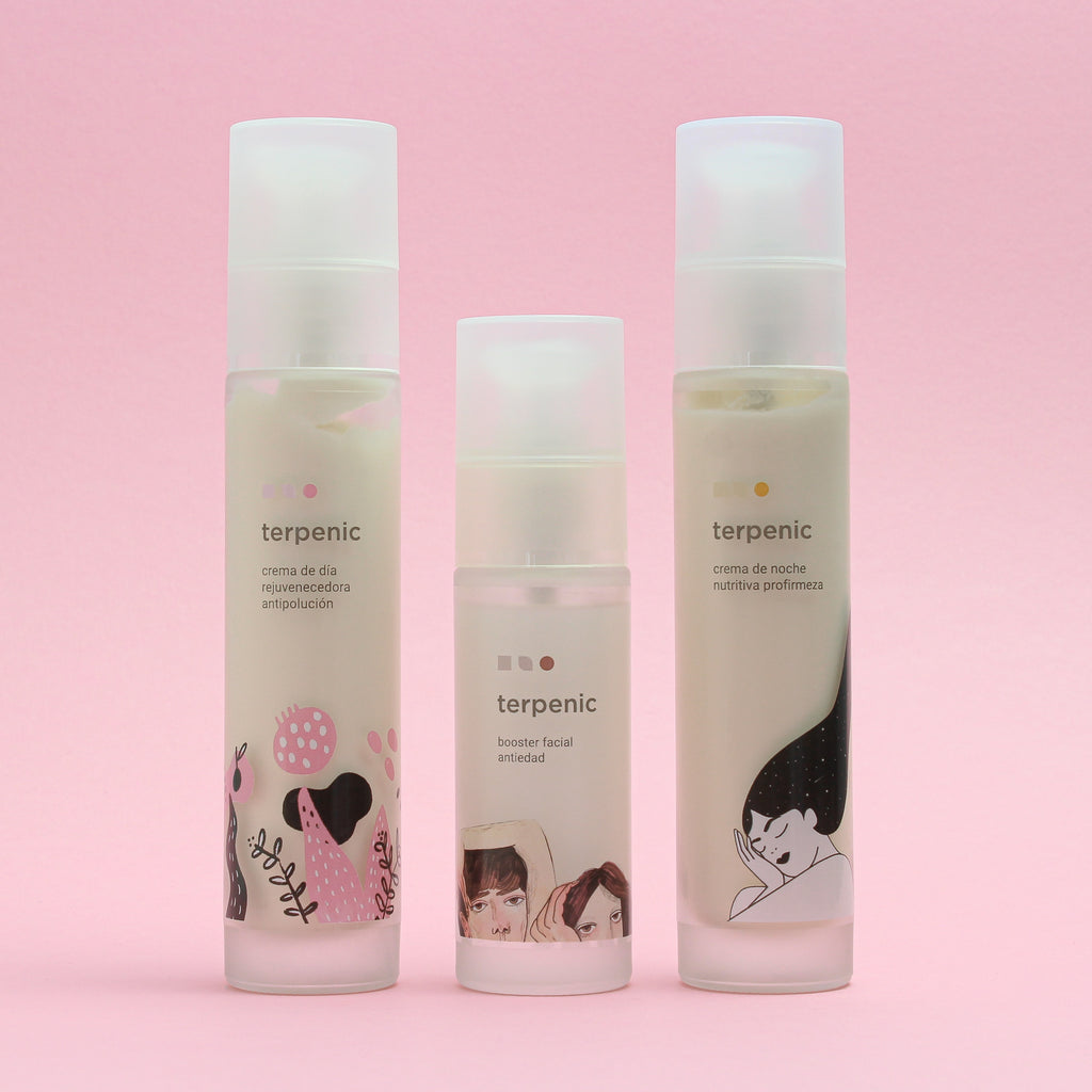 Terpenic - Cosmetic Range Bundle containing day cream, night cream and facial booster